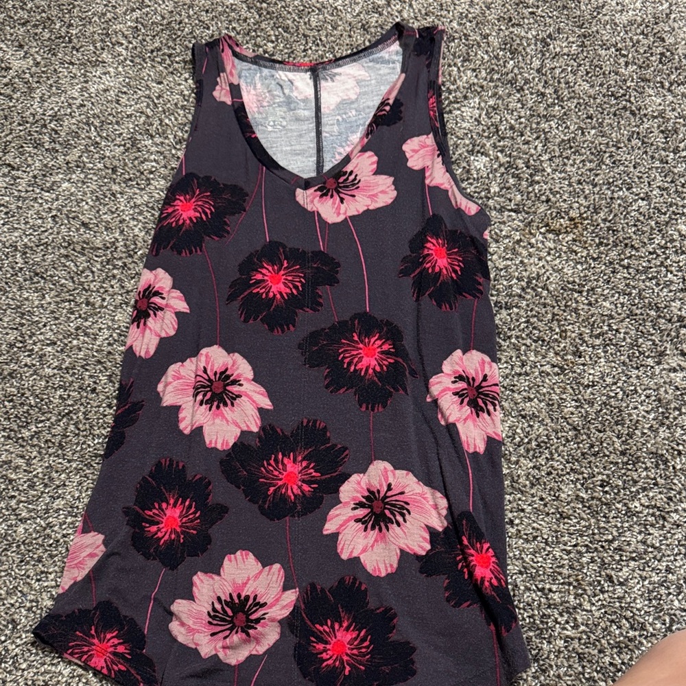 Maurices Black and Pink Floral Tank Top